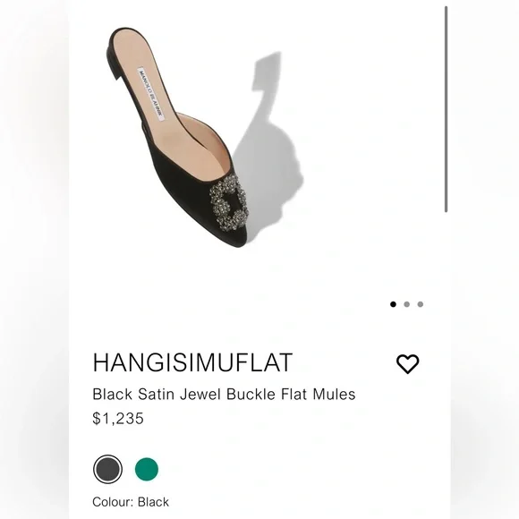 Manolo Blahnik Hangisi black crystal-embellished satin slippers - Picture 2 of 9